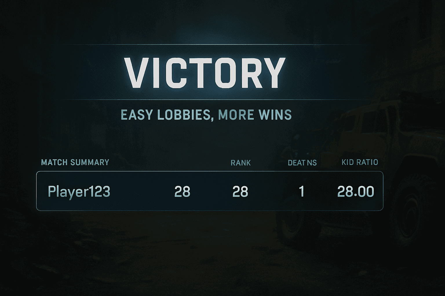 Victory stats showing easy lobbies